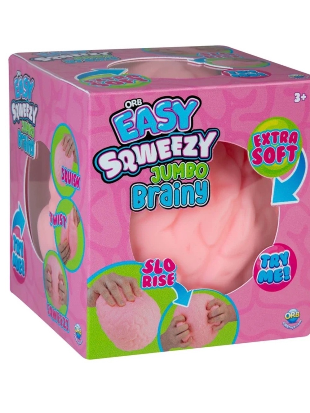 🔥 ORB Easy Squeezy Jumbo Brainy Extra Soft Pink Squish Sensory Trending 🧠